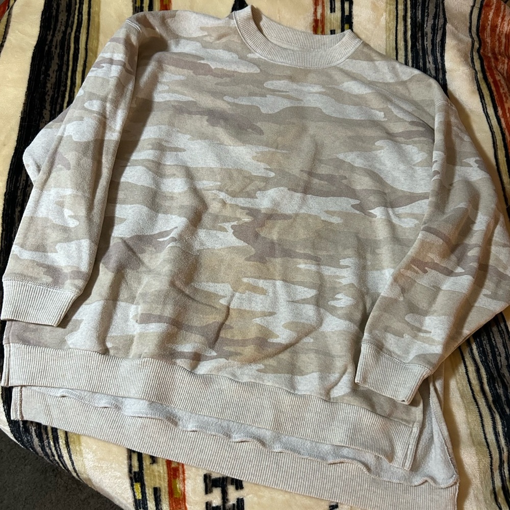 American Eagle Outfitters Neutral Beige Camo Pullover